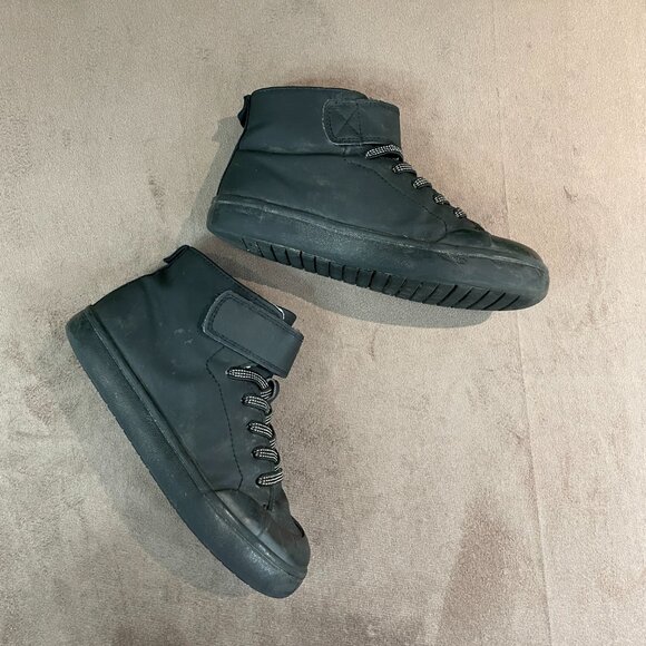 H&M Boys Black Warm Lined High Top Velcro Slip On Shoes Size 13.5 (SKU: 102B) - Picture 3 of 7